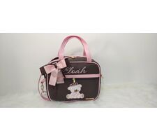 Kit de Bolsas para Menina Marrom com  Rosa - 41444