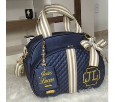 Bolsa Média Azul Marinho com Dourado - 75777