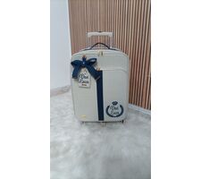 BOLSAS PARA MATERNIDADE LINHO  CRU COM AZUL MARINHO - 76851